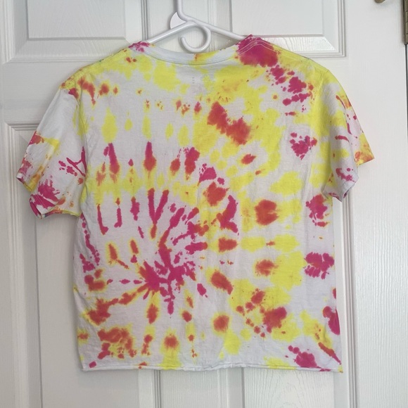 Pink and yellow cropped tie dye tee - Picture 3 of 3